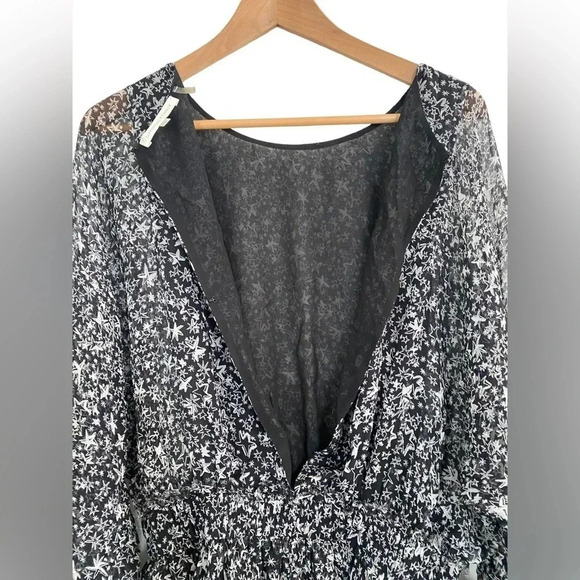 LoveShackFancy Black and White Star Kaia Dress Elastic Waist Long Sleeve Size L - Picture 7 of 9